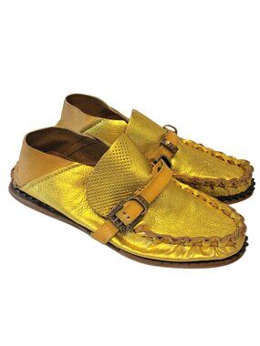 A.S.98 Metallic Leather Moccasin Loafers 37
